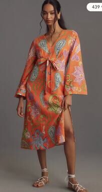 Farm Rio Bell-Sleeve V-Neck Dress size S small
